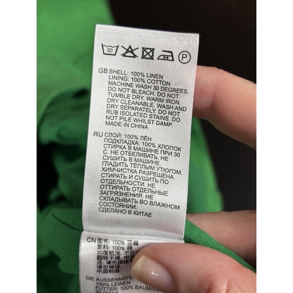 Reiss Esme Wrap Dress Bright Green Size 10 Reiss Linen Dress Bright Green Midi - Picture 7 of 14